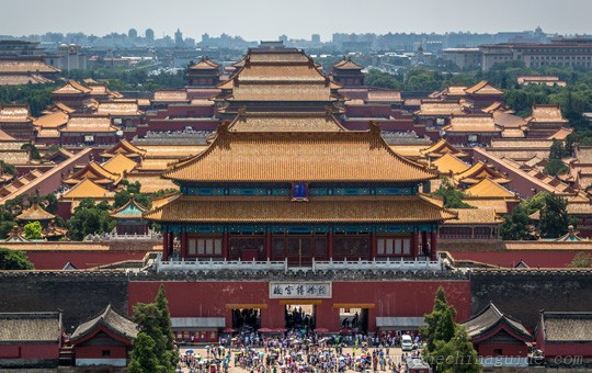 panoramic view of the Forbidden City from atop Coal Hill in Jingshan Park