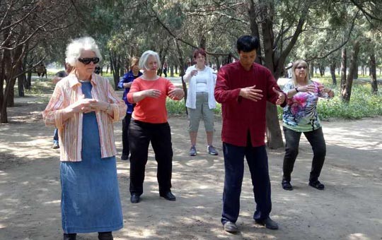 Clase de tai chi en el parque del templo del cielo