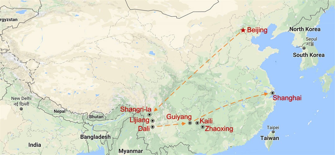 Southern China Cultural Journey Map