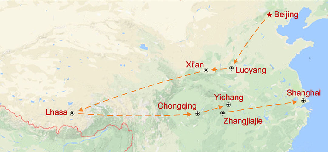 Voyage romantique en Chine Map