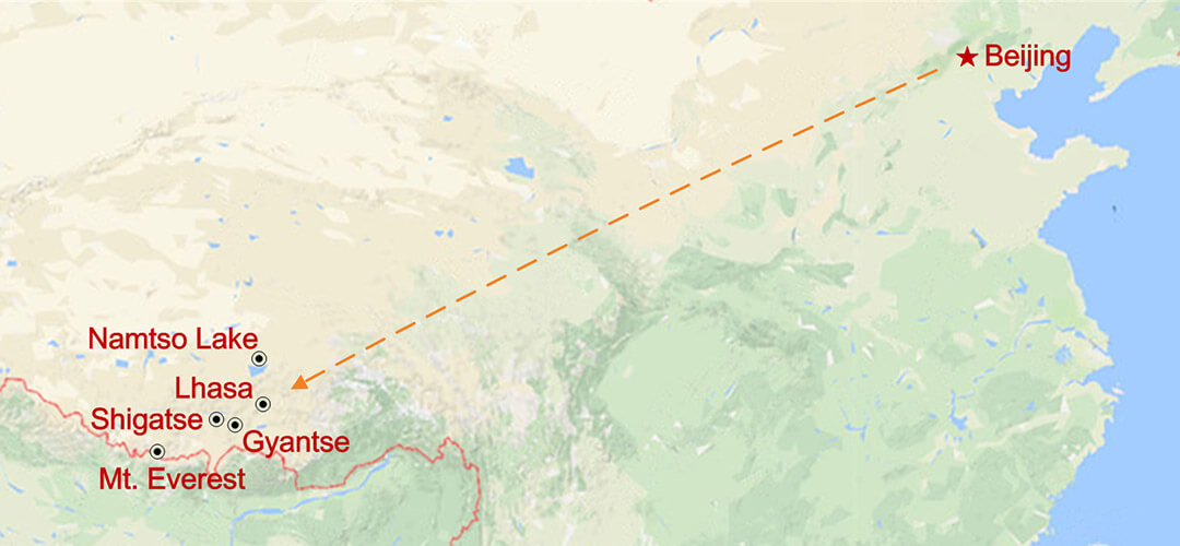 Dormir en el Campamento Base del Monte Everest Map