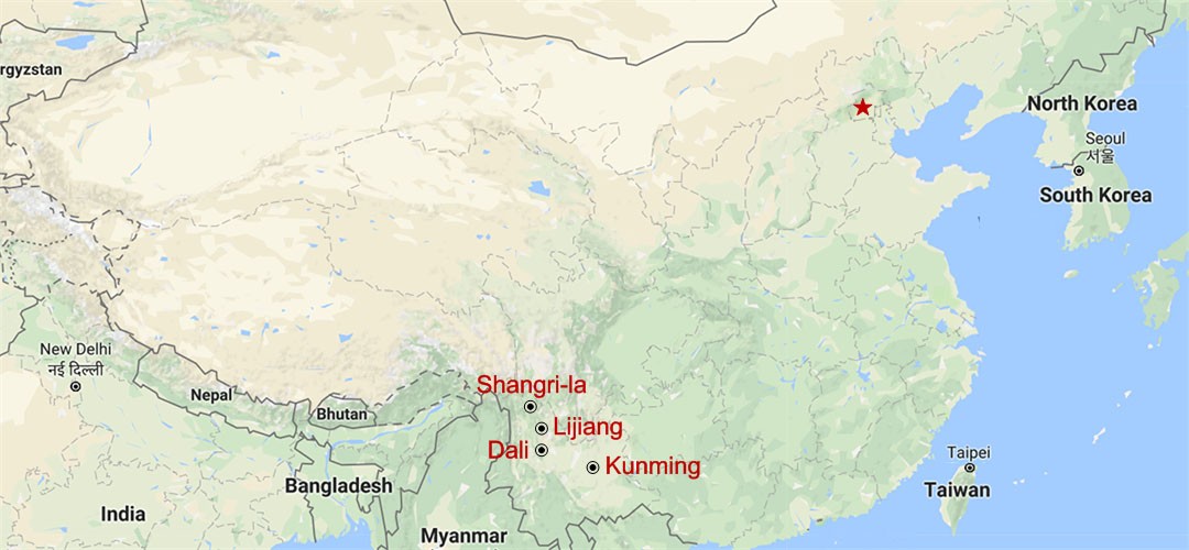 Yunnan ethnische Minderheiten Kulturtour Map