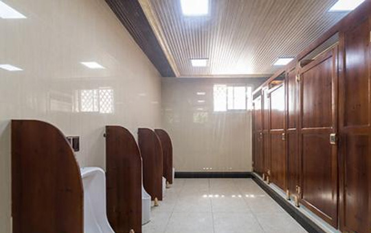 A modern toilet at the foot of Potala Palace