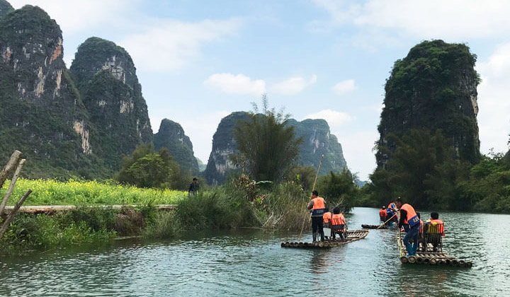 Rafting along the Yulong River